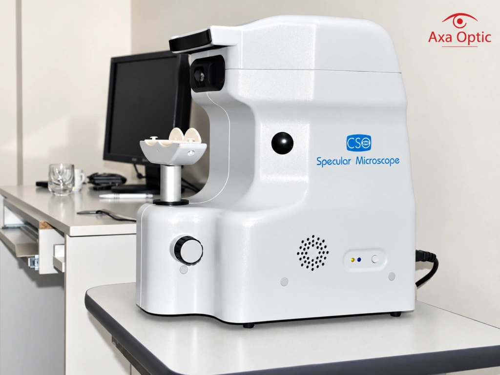 Microscop specular utilizat pentru evaluarea endoteliului cornean la Axa Optic